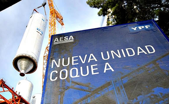 Obra de la nueva unidad de Coque en la Refinería La Plata de YPF, abastecida por Grupo Imacova